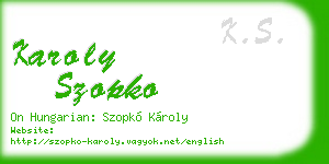 karoly szopko business card